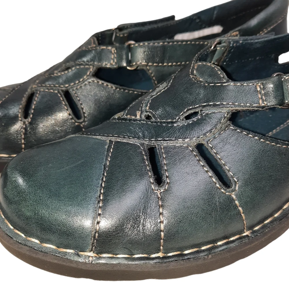 Clarks Bendables Blue Leather Nikki Regatta Shoe SZ 7.5M